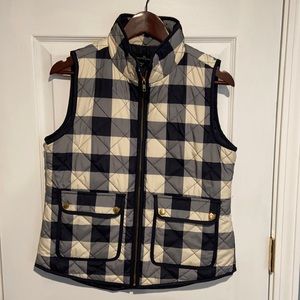 Navy Plaid puffer vest